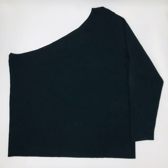 Halogen Women's 3X Sweater Black One Shoulder Ribbed Knit Solid Pullover AK1 - Picture 1 of 4
